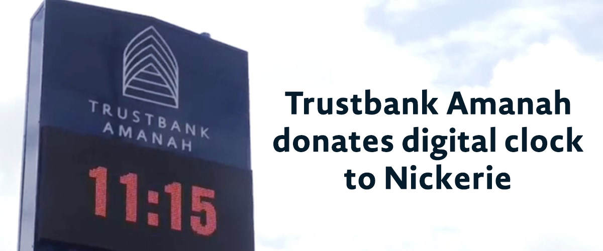 Trustbank Amanah Trustbank Amanah donates digital clock to Nickerie